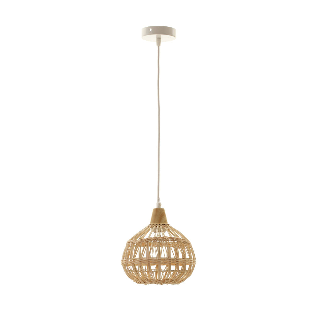 Lawton Oriental Rattan Shade Hanging Pendant Light Lamp Natural/Cream Fast shipping On sale