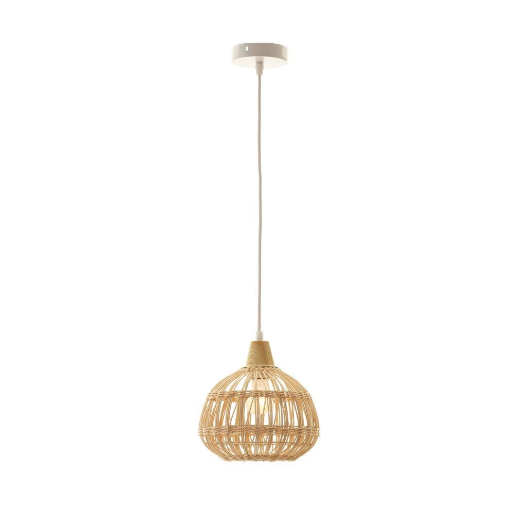 Lawton Oriental Rattan Shade Hanging Pendant Light Lamp Natural/Cream Fast shipping On sale