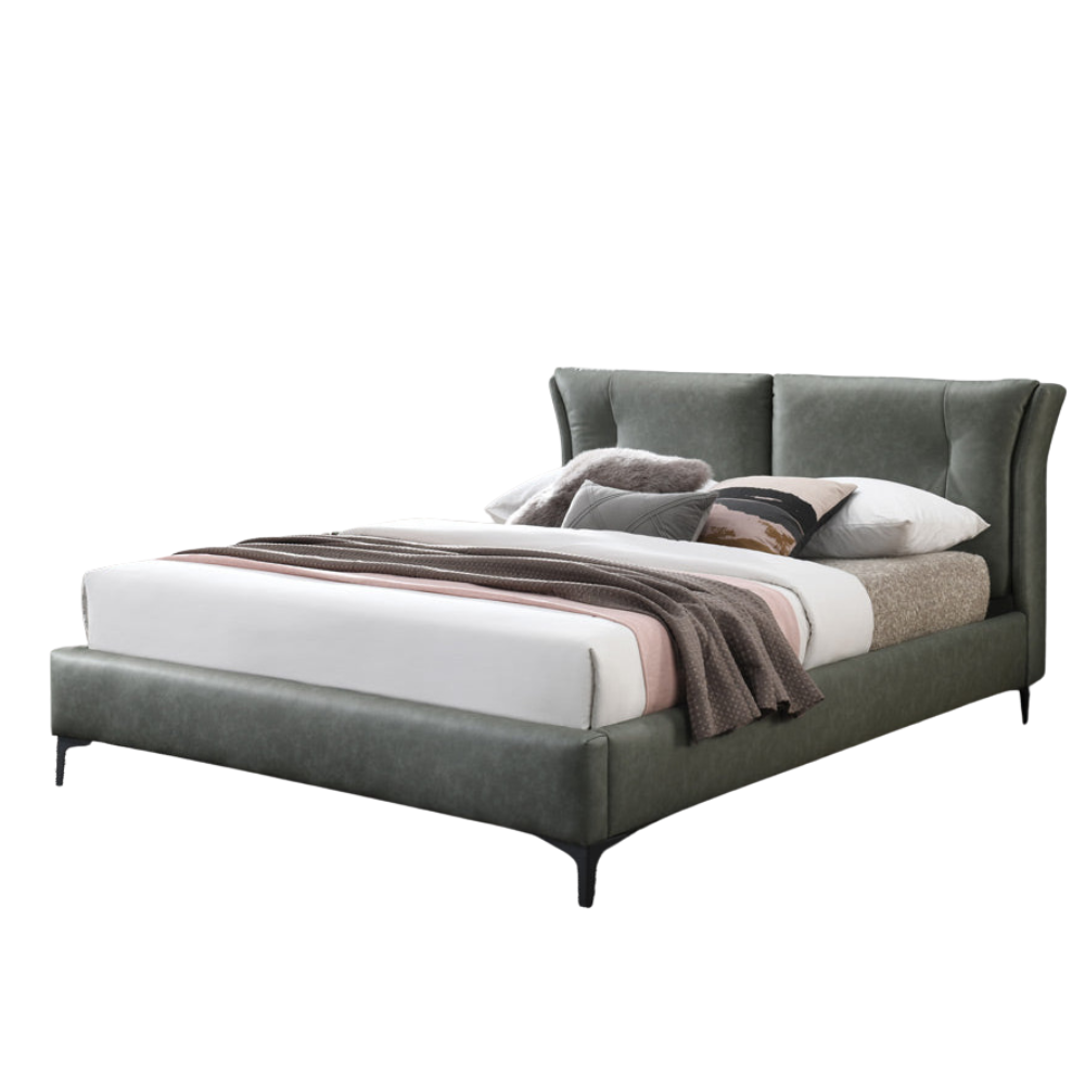 Lazar PU Leather Queen Size Bed Frame Cushion Headboard Light Green Fast shipping On sale