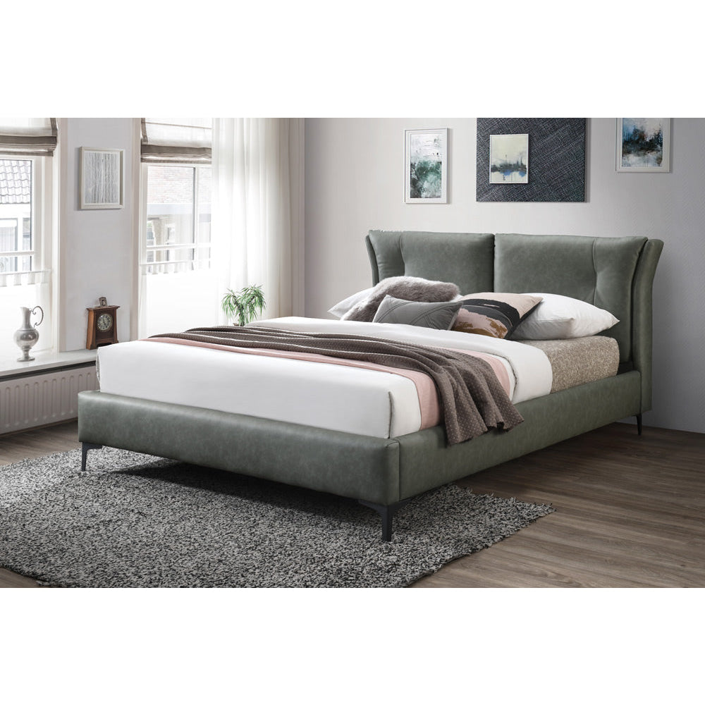 Lazar PU Leather Queen Size Bed Frame Cushion Headboard Light Green Fast shipping On sale