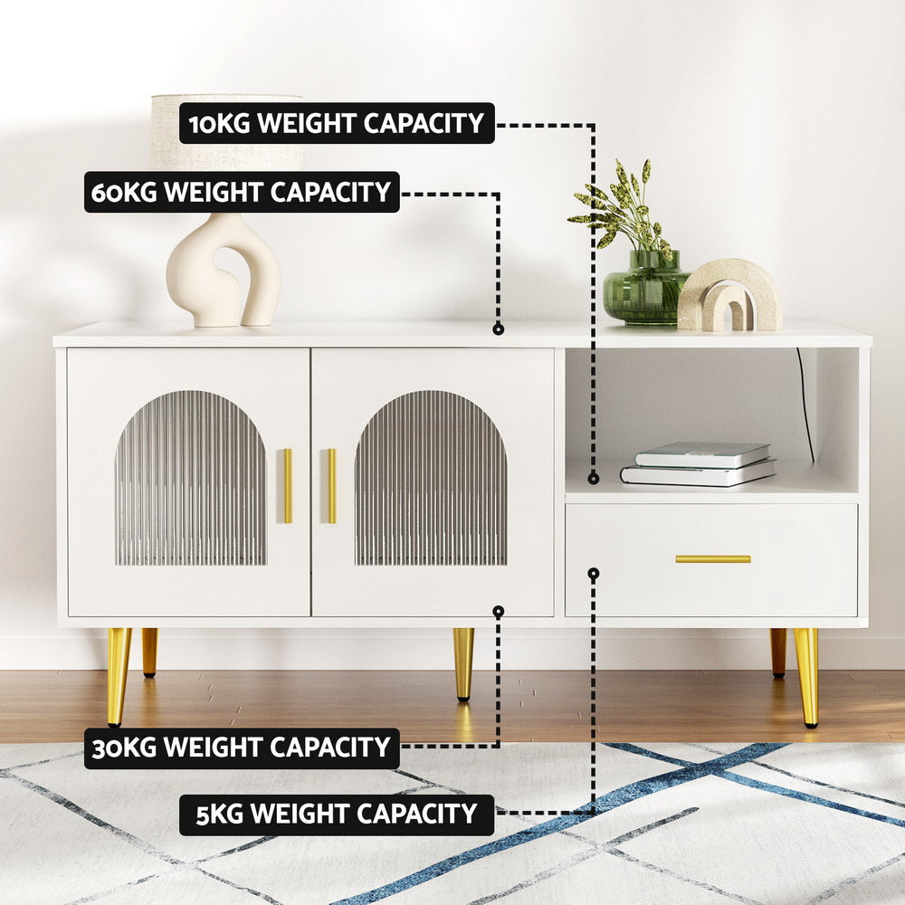 LED Coffee Table Shelf Drawer Storage White Fast shipping On sale