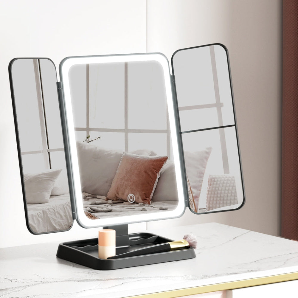 LED Makeup Mirror Tri-fold Lighted Vanity Mirrors 1X2X3X Magnifications Fast shipping On sale