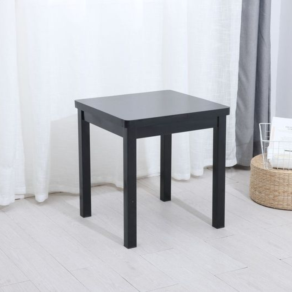 Contemporary Square End Lamp Side Table Metal Frame Wooden Top Black Coffee Fast shipping On sale