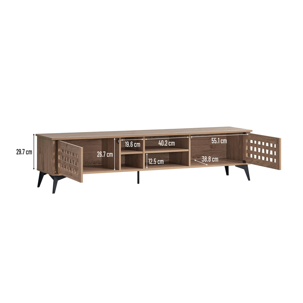 Lennox Wooden Lowline Entertainment Unit TV Stand 180cm 2-Doors Oak Fast shipping On sale