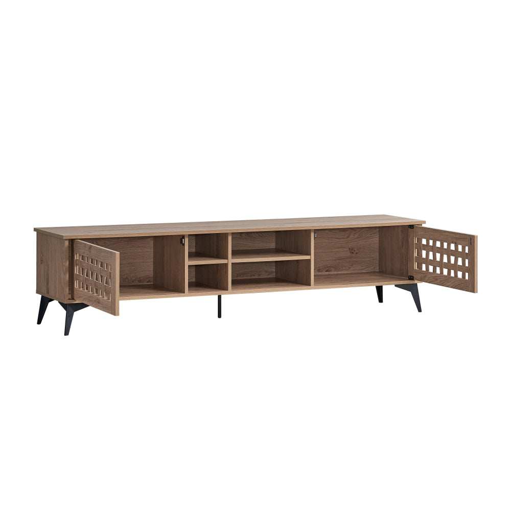 Lennox Wooden Lowline Entertainment Unit TV Stand 180cm 2-Doors Oak Fast shipping On sale