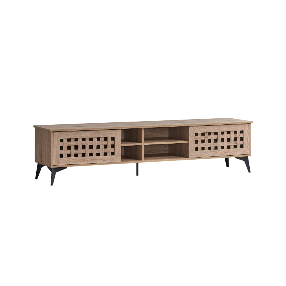 Lennox Wooden Lowline Entertainment Unit TV Stand 180cm 2-Doors Oak Fast shipping On sale