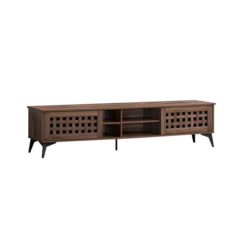 Lennox Wooden Lowline Entertainment Unit TV Stand 180cm 2-Doors Walnut Fast shipping On sale