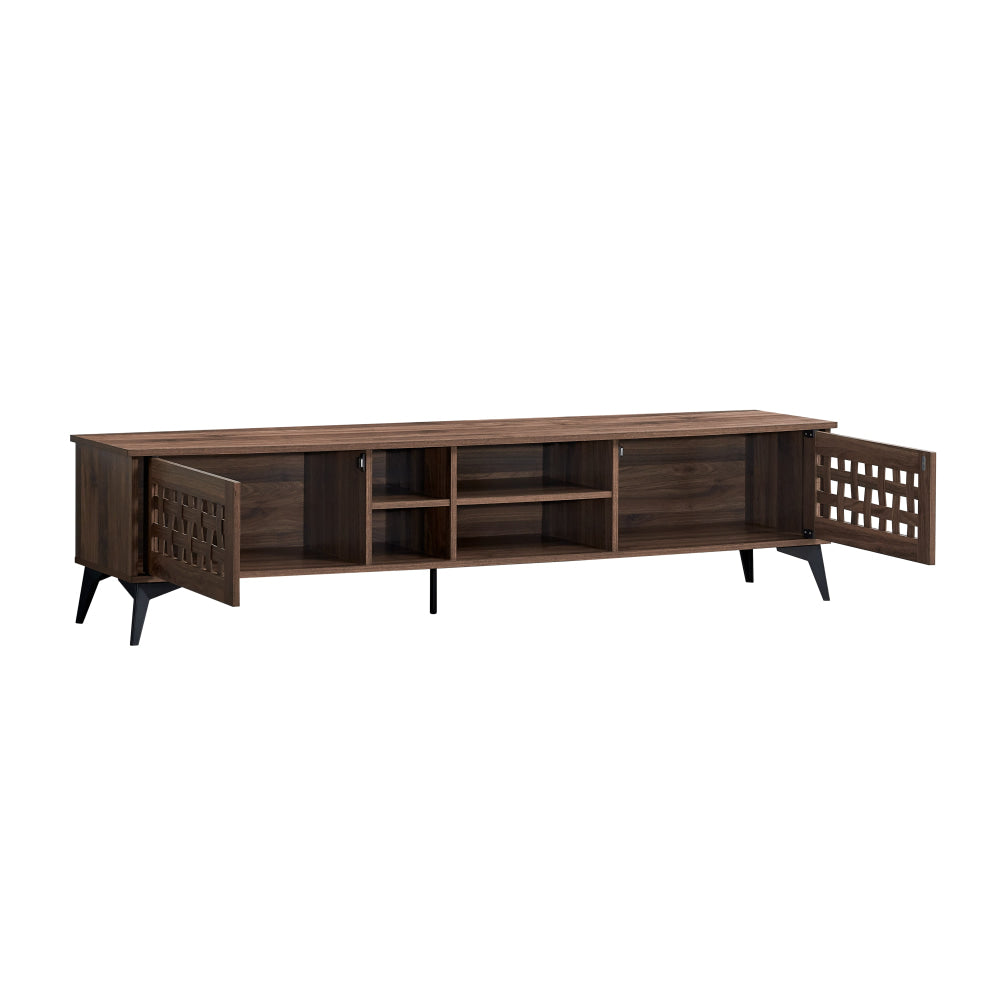 Lennox Wooden Lowline Entertainment Unit TV Stand 180cm 2-Doors Walnut Fast shipping On sale