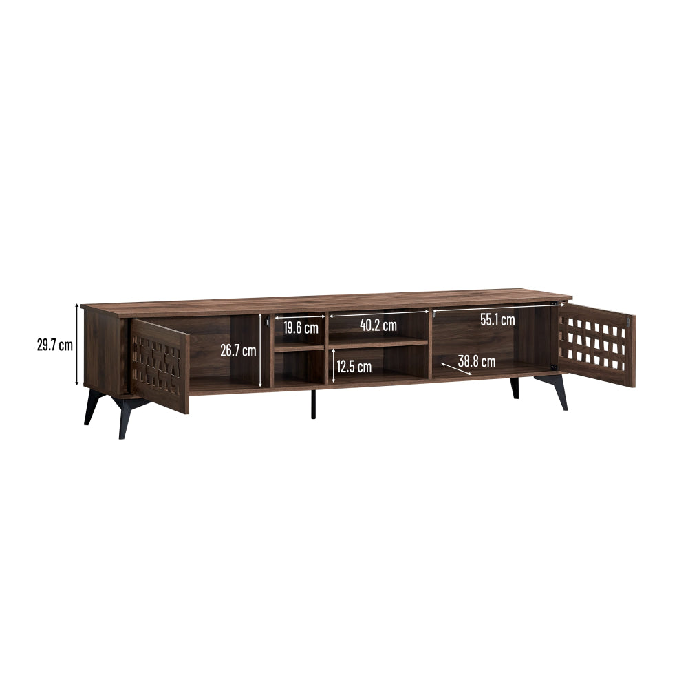 Lennox Wooden Lowline Entertainment Unit TV Stand 180cm 2-Doors Walnut Fast shipping On sale