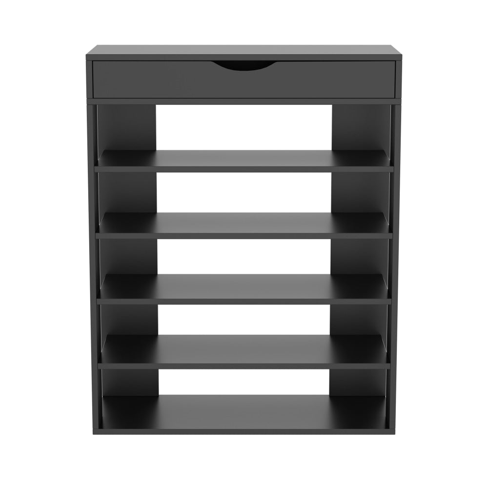 Lester 5-Tier Wooden Shoe Rack Shelves Storage Organiser 1-Drawer Black Cabinet Fast shipping On sale