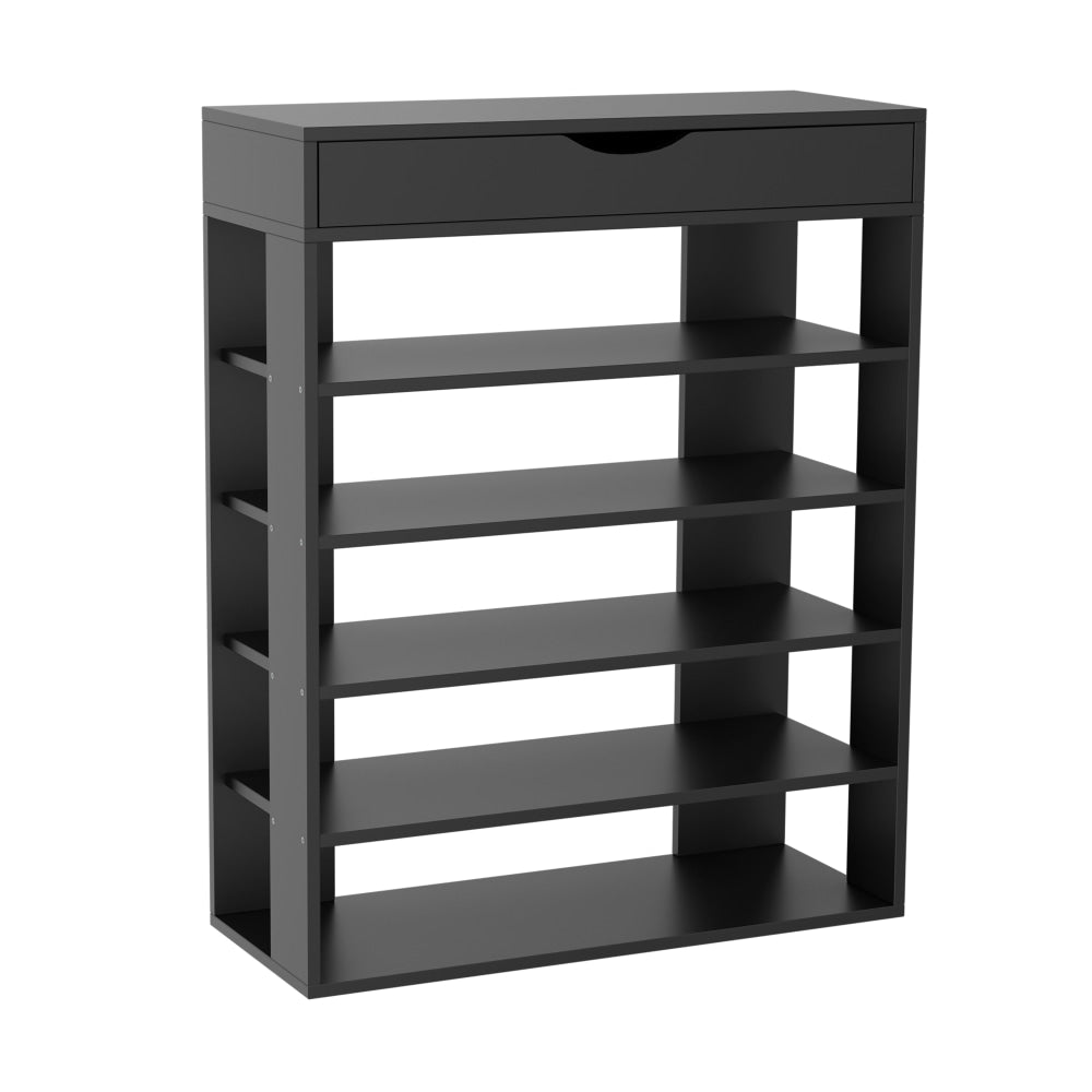 Lester 5-Tier Wooden Shoe Rack Shelves Storage Organiser 1-Drawer Black Cabinet Fast shipping On sale
