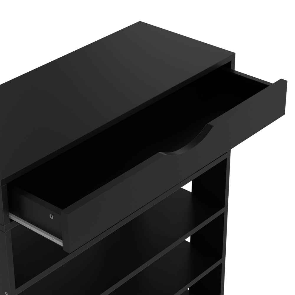 Lester 5-Tier Wooden Shoe Rack Shelves Storage Organiser 1-Drawer Black Cabinet Fast shipping On sale