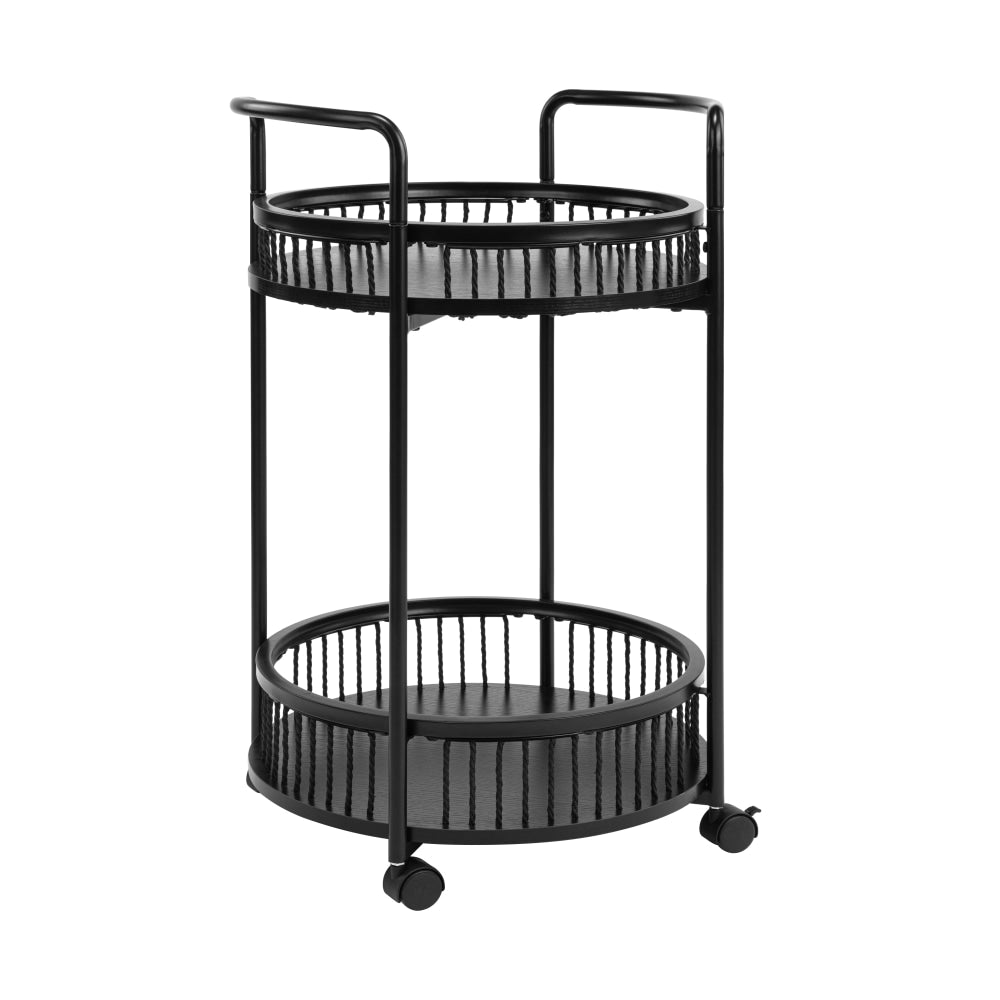 Lestir 2-Tier Kitchen Trolley Cart Steel Storage Rack Shelf Organiser W/ Handles Black Fast shipping On sale