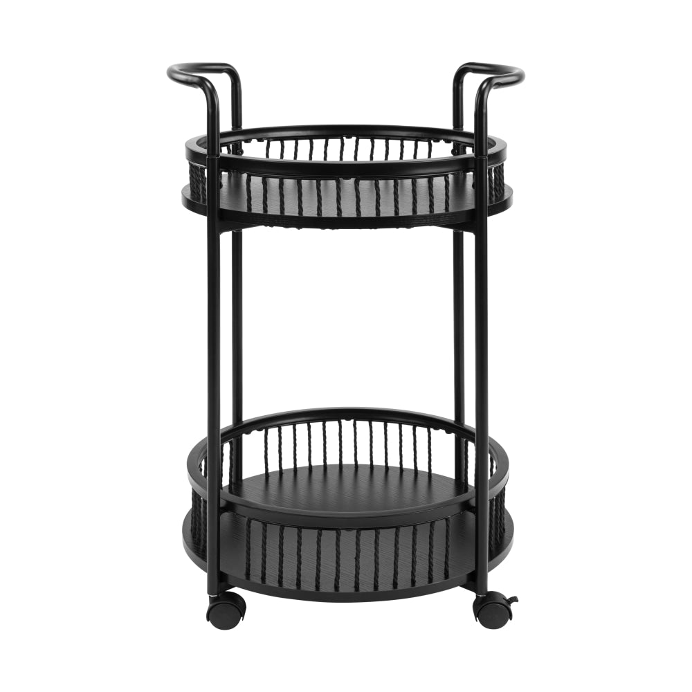 Lestir 2-Tier Kitchen Trolley Cart Steel Storage Rack Shelf Organiser W/ Handles Black Fast shipping On sale