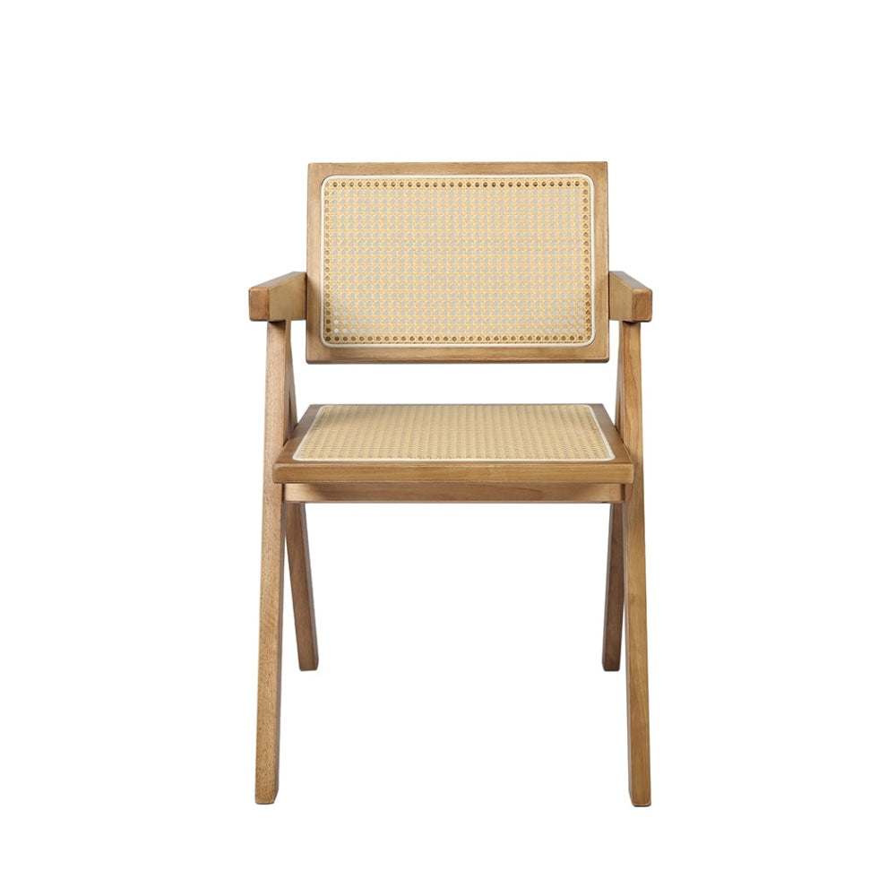 Levede 1x Dining Chair Solid Wood Rattan Armchair Wicker Accent Lounge Chairs Fast shipping On sale