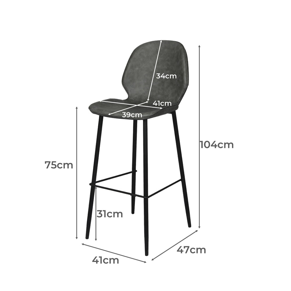 Levede 2x Bar Stool Counter Chair PU Leather Kitchen Pub Restaurant Padded Seat Fast shipping On sale