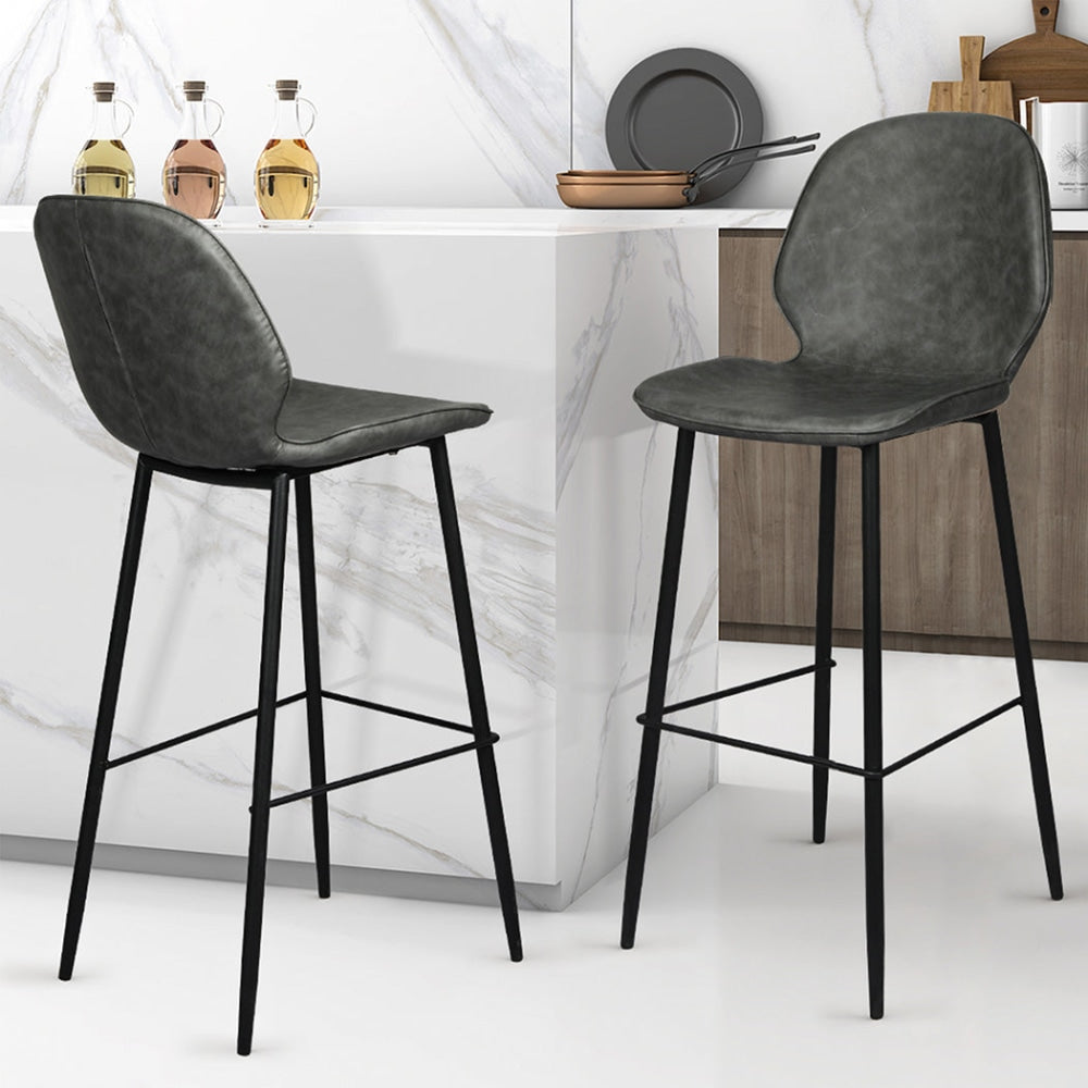 Levede 2x Bar Stool Counter Chair PU Leather Kitchen Pub Restaurant Padded Seat Fast shipping On sale