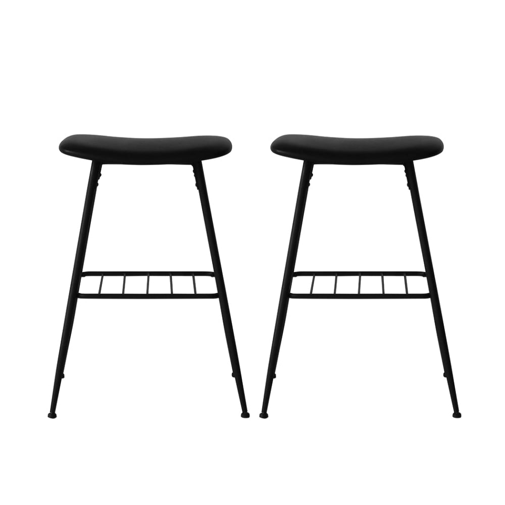 Levede 2x Bar Stools Kitchen Pub Stool Counter Dining Chair PU Leather Black Fast shipping On sale