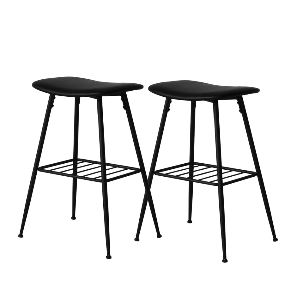 Levede 2x Bar Stools Kitchen Pub Stool Counter Dining Chair PU Leather Black Fast shipping On sale