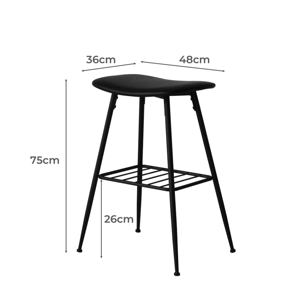 Levede 2x Bar Stools Kitchen Pub Stool Counter Dining Chair PU Leather Black Fast shipping On sale