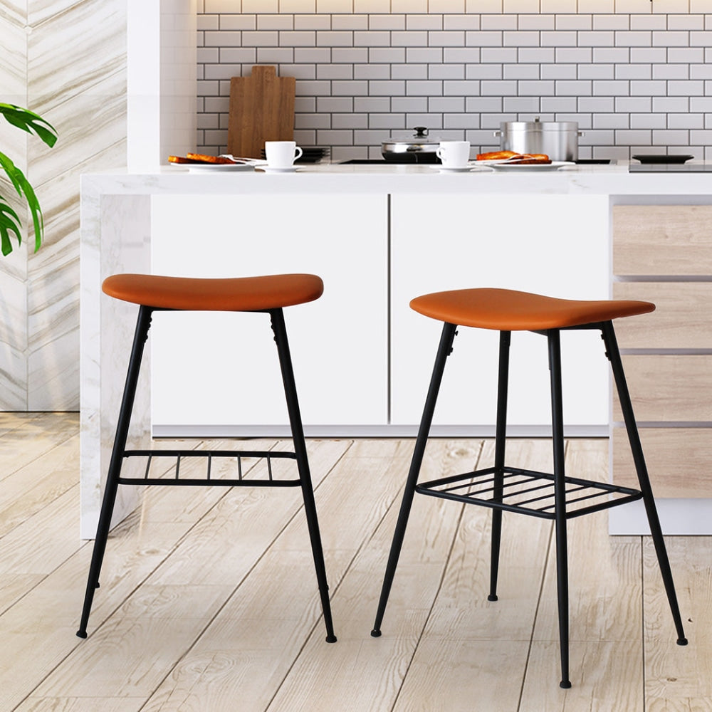 Levede 2x Bar Stools Kitchen Pub Stool Counter Dining Chairs PU Leather Tan Fast shipping On sale