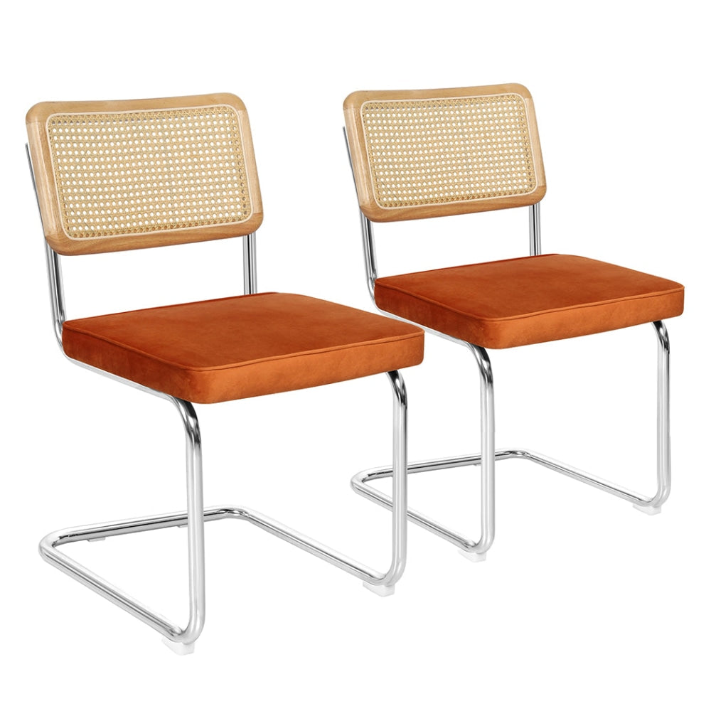Levede 2x Dining Chairs Cesca Chair Replica Cantilever Velvet Rattan Midcentury Fast shipping On sale