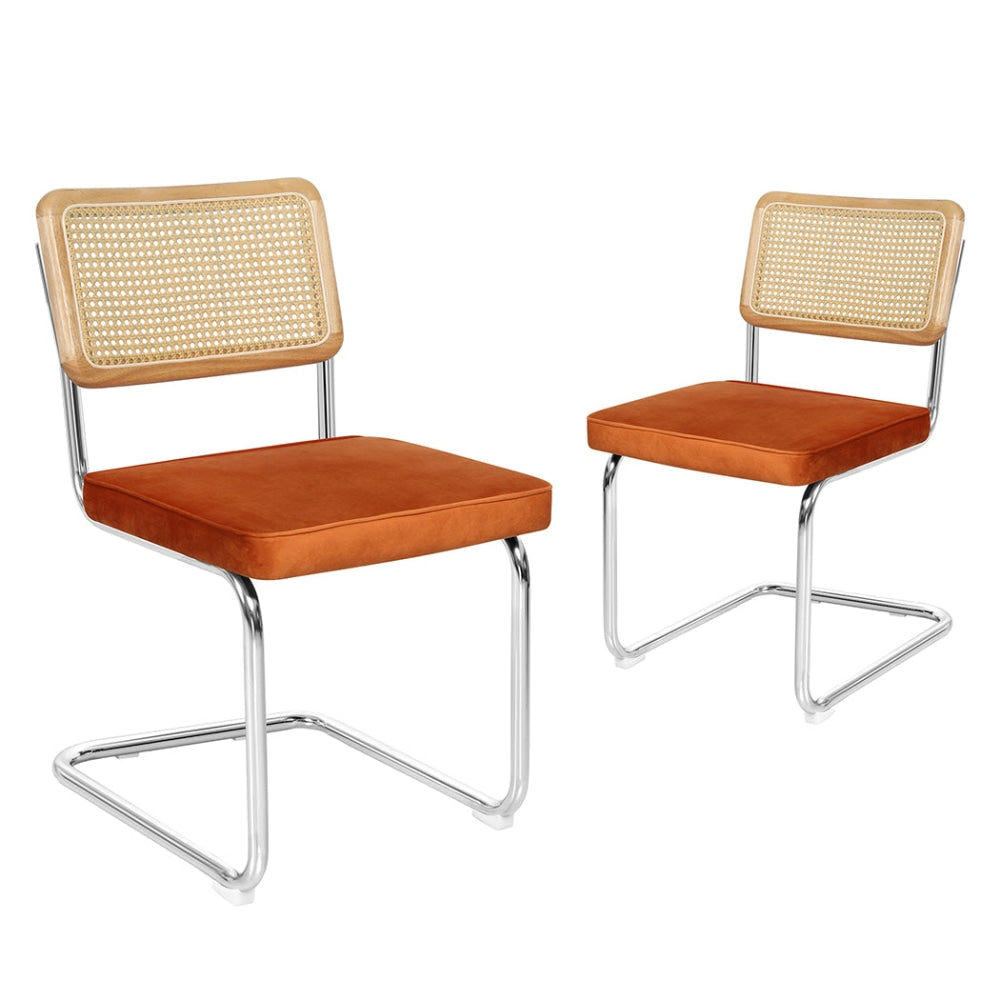 Levede 2x Dining Chairs Cesca Chair Replica Cantilever Velvet Rattan Midcentury Fast shipping On sale