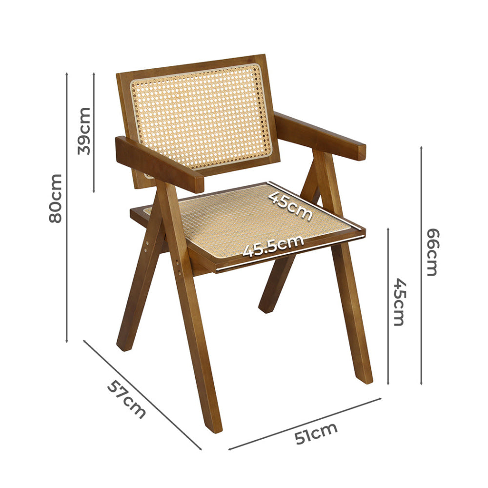 Levede 2x Walnut Wicker Armchair Dining Chair Fast shipping On sale