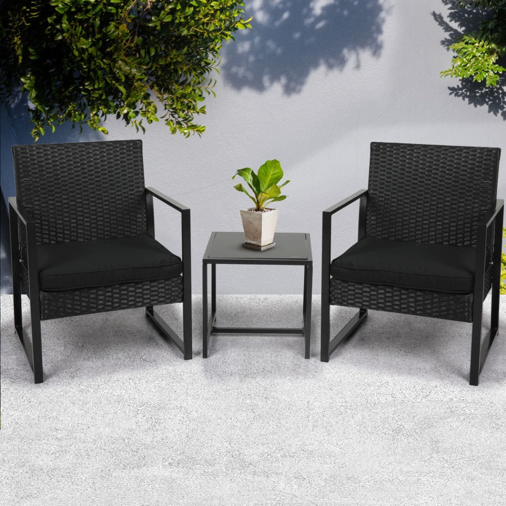 Levede 3 Pcs Outdoor Furniture Set Chair Table Setting Patio Garden Rattan Seat Sets Fast shipping On sale