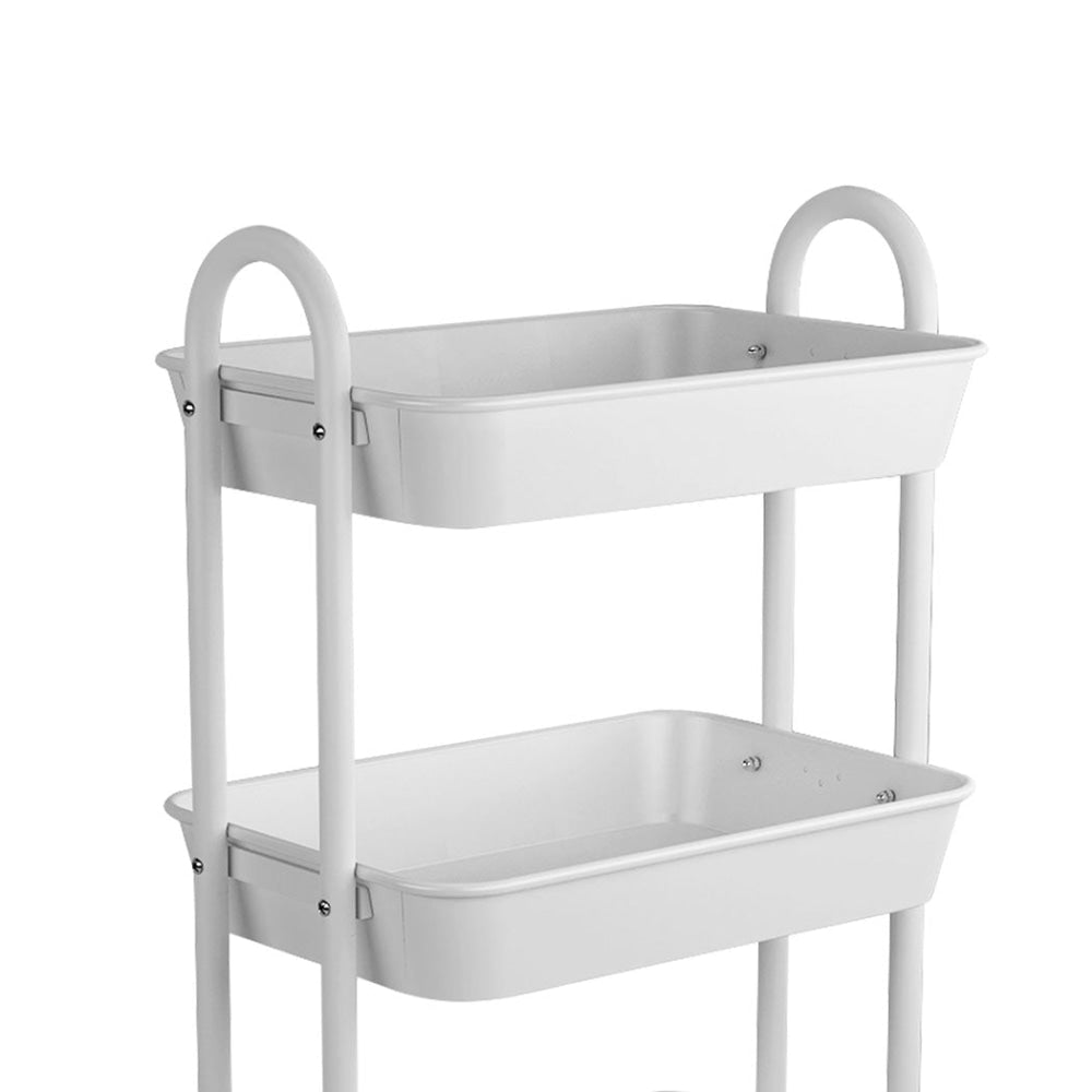 Levede 3 Tiers Kitchen Storage Trolley Cart Steel Rack Shelf Organiser White Fast shipping On sale