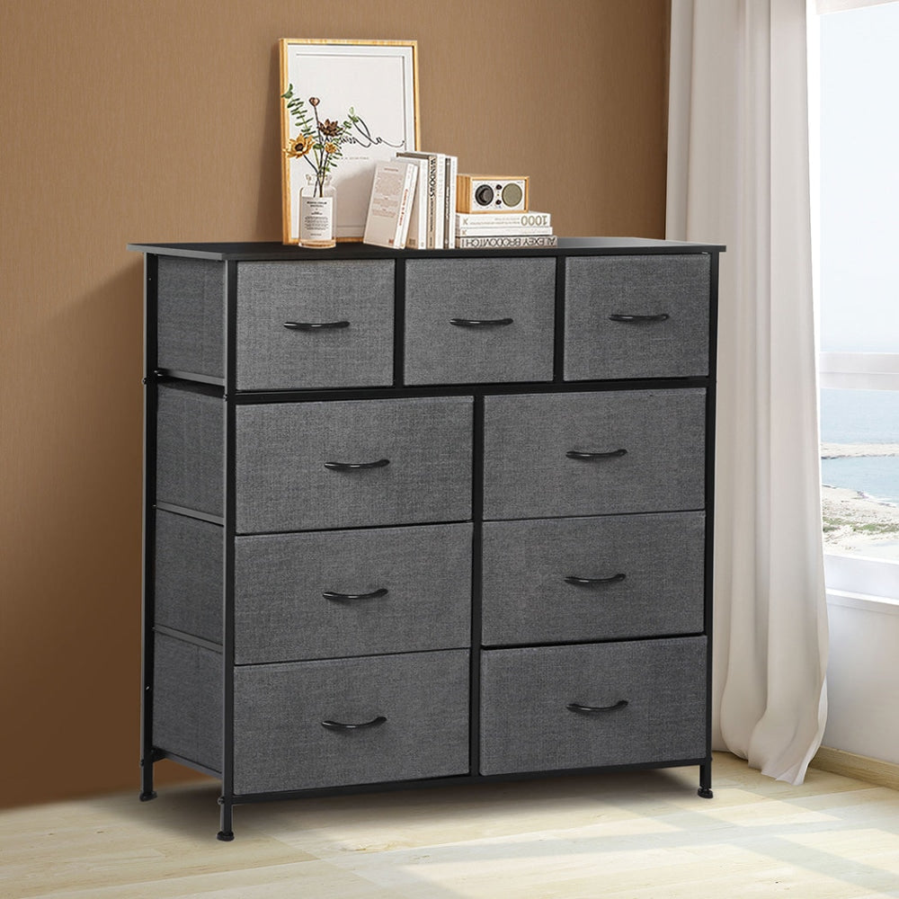 Levede 9 Chest of Drawers Storage Cabinet Tower Dresser Tallboy Drawer Retro Of Fast shipping On sale