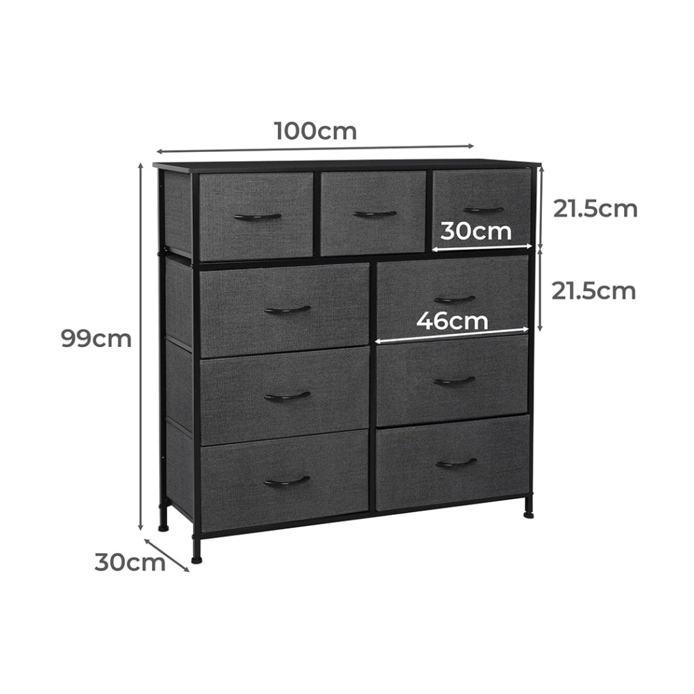 Levede 9 Chest of Drawers Storage Cabinet Tower Dresser Tallboy Drawer Retro Of Fast shipping On sale