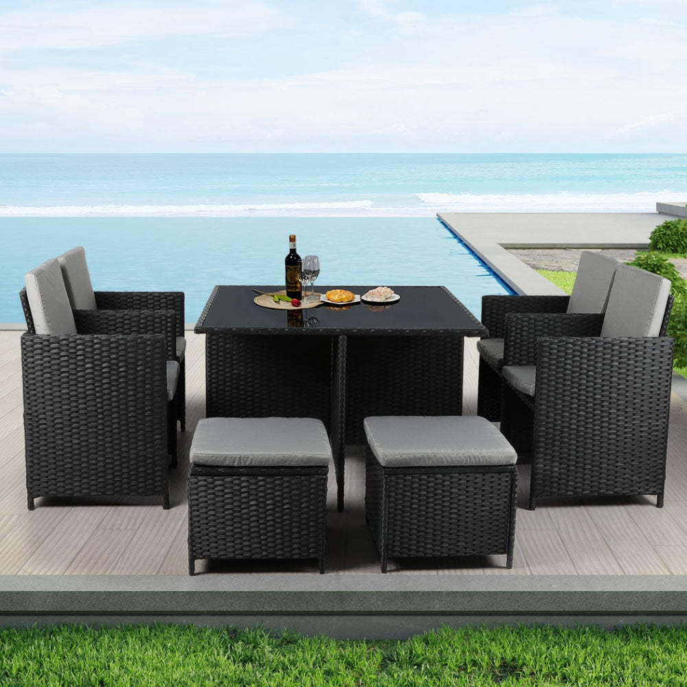 Levede 9PCS Outdoor Table Chair Set Patio Furniture Dining Setting Garden Lounge Sets Fast shipping On sale