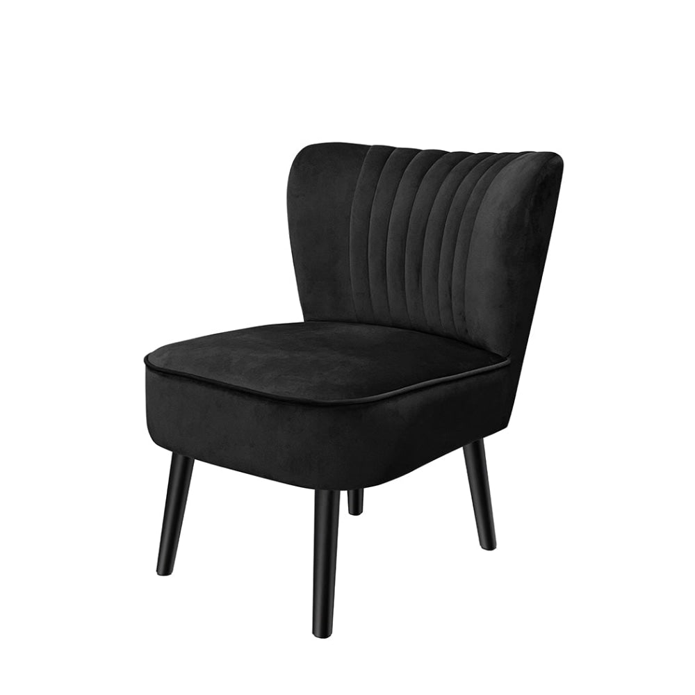 Levede Accent Chair Velvet Sofa Single Seater Lounge Shell Scallop Home Black Fast shipping On sale