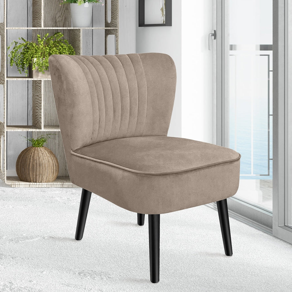 Levede Accent Chair Velvet Sofa Single Seater Lounge Shell Scallop Home Cream Fast shipping On sale