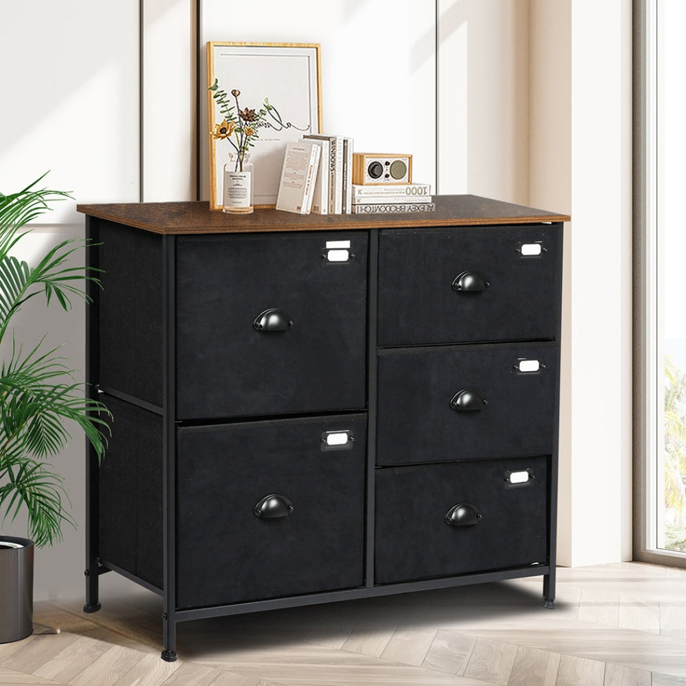 Levede Chest of 5 Drawers Storage Cabinet Dresser Lowboy Organizer Suede Drawer Of Fast shipping On sale