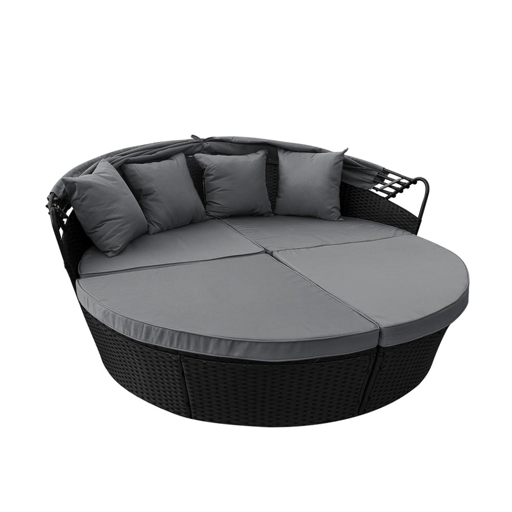 Levede Day Bed Sofa Daybed Outdoor Garden Sun Lounge Furniture Wicker Round 3pcs Sets Fast shipping On sale