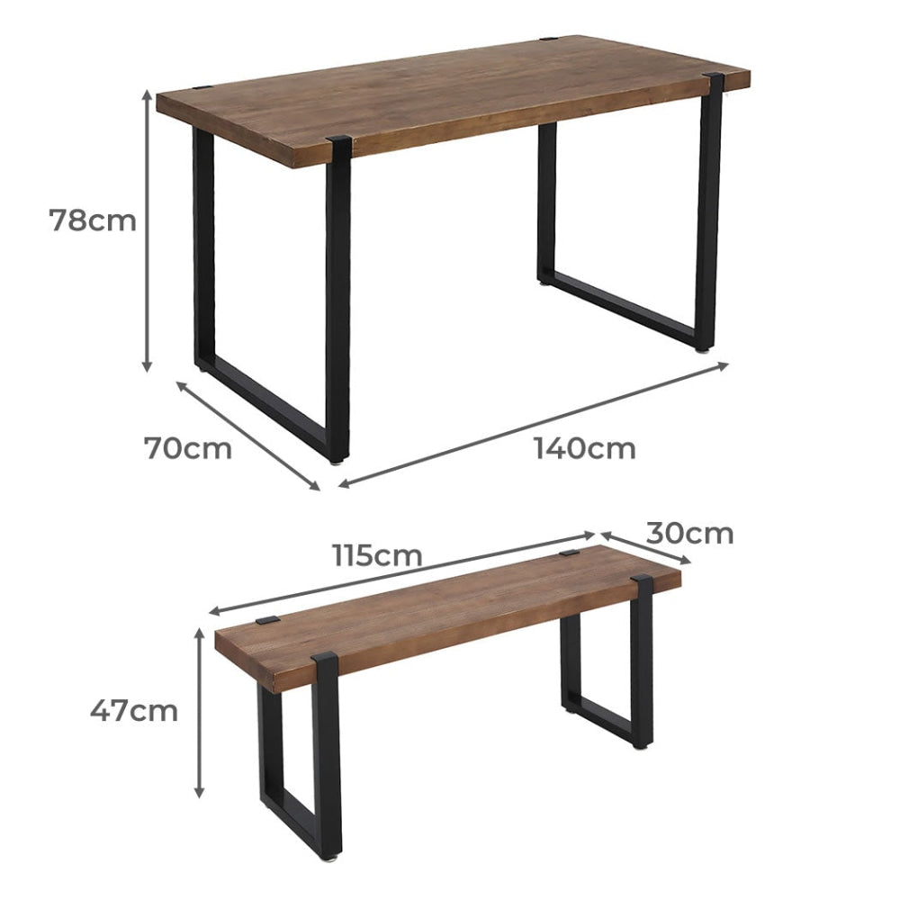 Levede Dining Table Bench Set 2xDining Chairs Industrial Cafe Restaurant Chair Fast shipping On sale