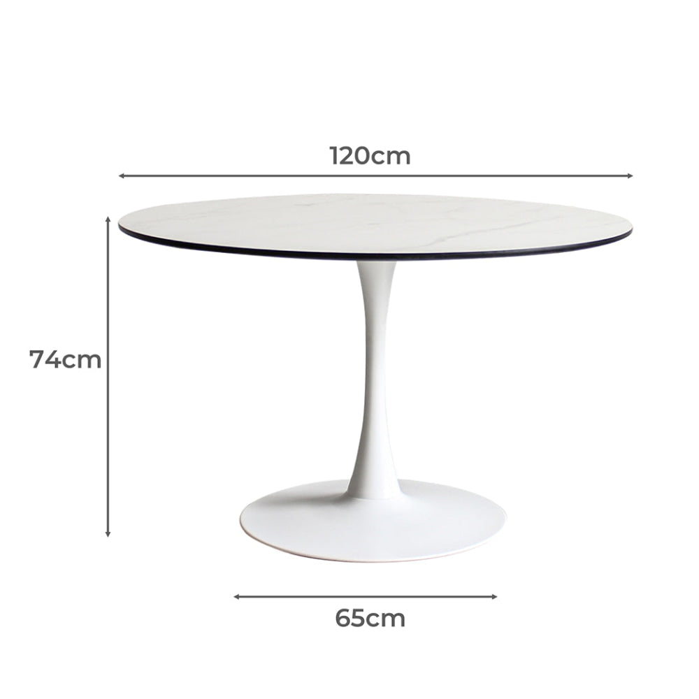 Levede Dining Table Kitchen 6 Person Marble Tulip Round Metal Base 120cm Fast shipping On sale