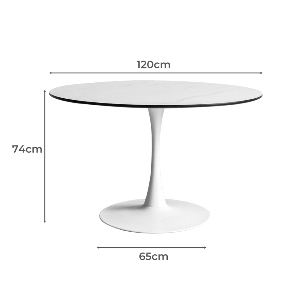 Levede Dining Table Kitchen 6 Person Marble Tulip Round Metal Base 120cm Fast shipping On sale