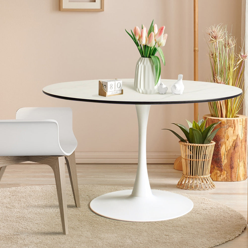 Levede Dining Table Kitchen 6 Person Marble Tulip Round Metal Base 120cm Fast shipping On sale