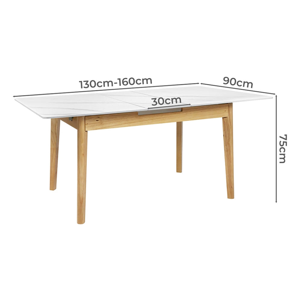 Levede Dining Table Sintered Stone 1.3-1.6M Extendable Wooden Frame 6-8 Person Fast shipping On sale