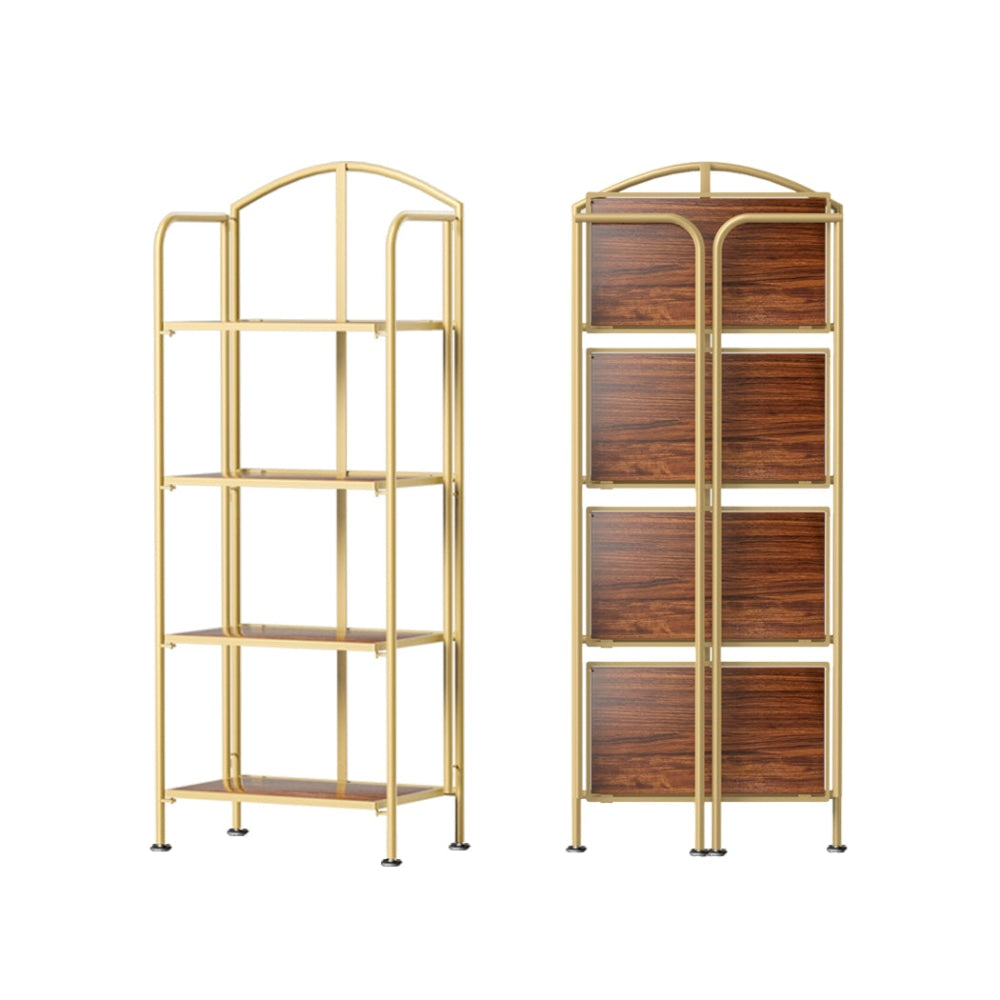 Levede Display Shelf Bookshelf Foldable Bookcase Kitchen Office Storage 4 Tier Gold Fast shipping On sale