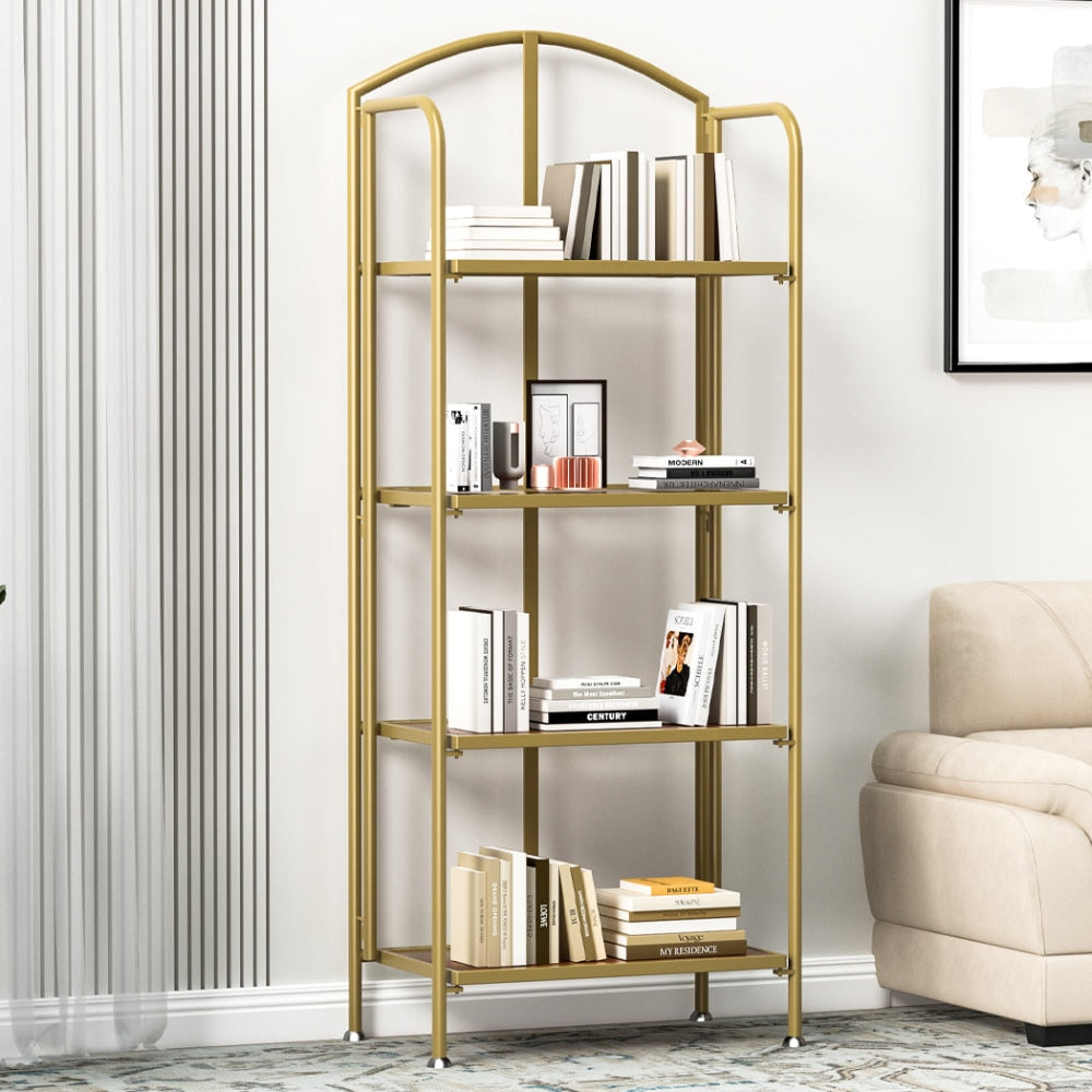 Levede Display Shelf Bookshelf Foldable Bookcase Kitchen Office Storage 4 Tier Gold Fast shipping On sale