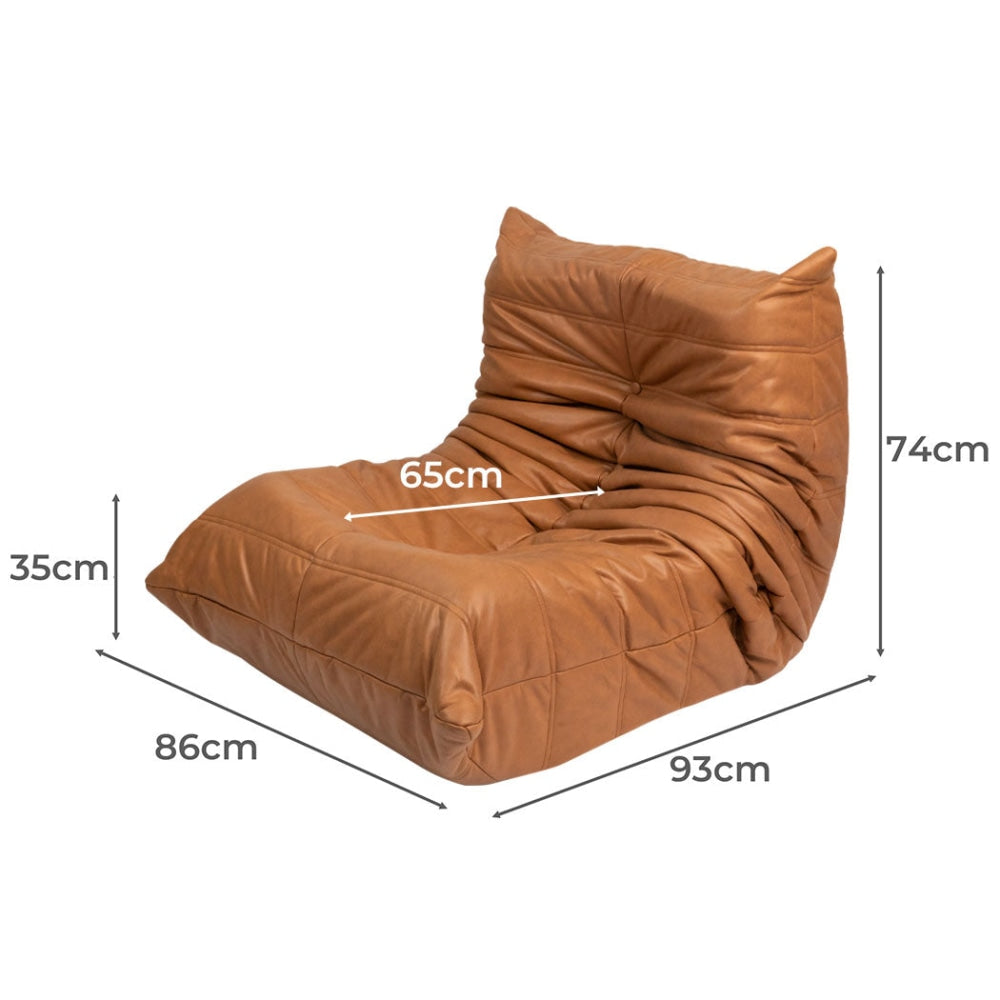 Levede Floor Chair Caterpillar Sofa Replica Lazy Recliner Leathaire Brown Fast shipping On sale