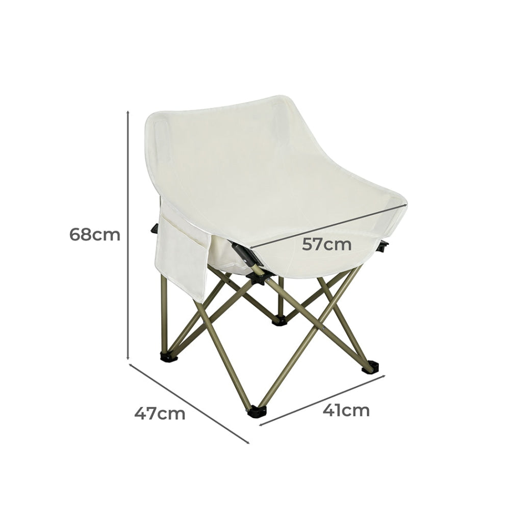 Levede Folding Camping Moon Chair Lightweight Outdoor Chairs Portable Seat Beige Furniture Fast shipping On sale