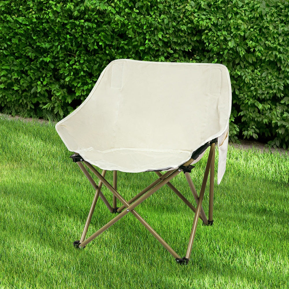 Levede Folding Camping Moon Chair Lightweight Outdoor Chairs Portable Seat Beige Furniture Fast shipping On sale