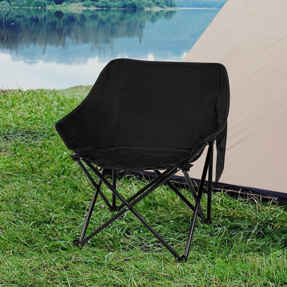 Levede Folding Camping Moon Chair Lightweight Outdoor Chairs Portable Seat Black Furniture Fast shipping On sale