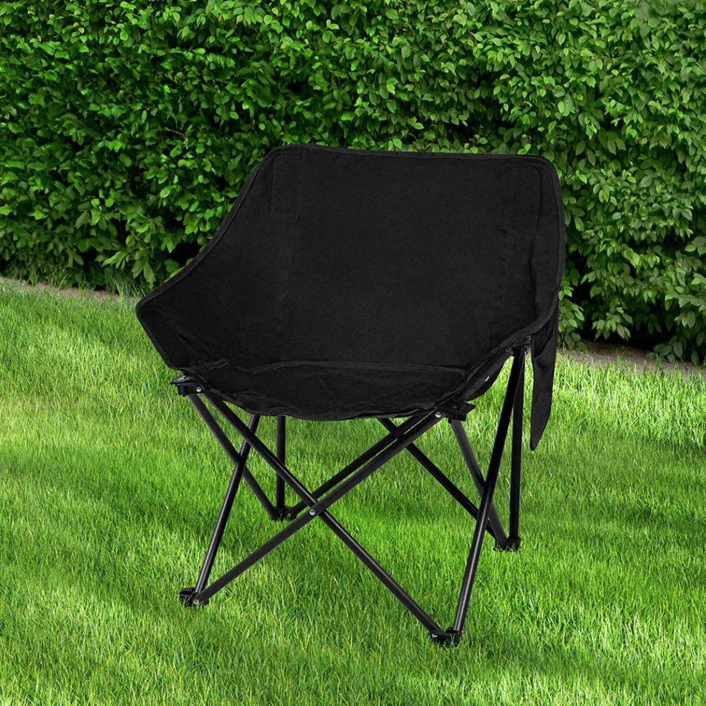 Levede Folding Camping Moon Chair Lightweight Outdoor Chairs Portable Seat Black Furniture Fast shipping On sale