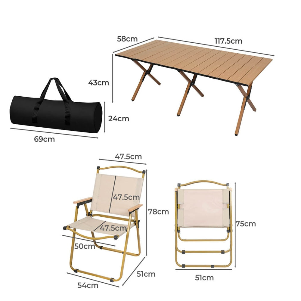 Levede Folding Camping Table Chair Set Portable Picnic Outdoor Foldable Chairs Furniture Fast shipping On sale